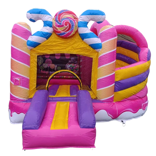 Location château gonflable Candy Fun avec toboggan à Cournon-d’Auvergne (63), proche de Clermont-Ferrand